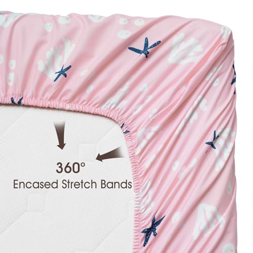 PHF 3 Pack Soft Mermaid Crib Sheets Fitted, Silky Comfy Breathable Baby Sheets for Boys Girls Neutral, 28x52 Inches Fits Standard Crib and Toddler Mattresses, Mermaid - Image 5