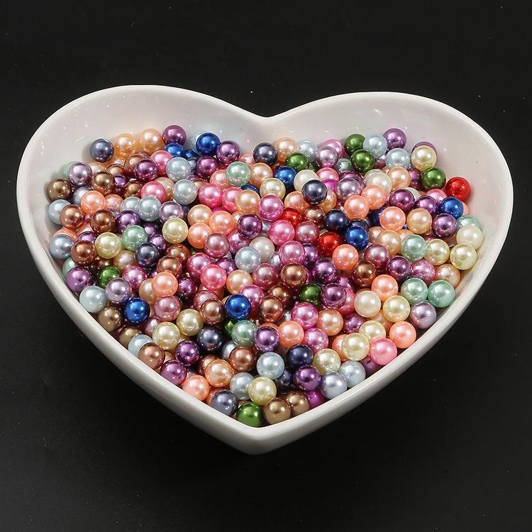 No hole imitation pearl creamy-white ABS color decorative pearl clothing accessories loose beads diy handmade jewelry accessories Random color mixing