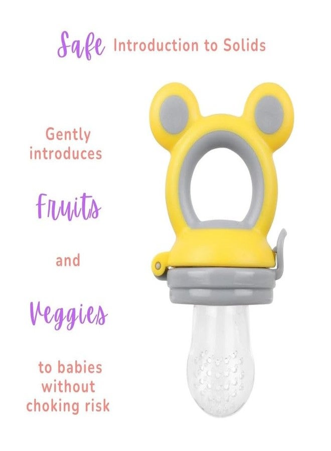 Progeny Pacifier Fruit Feeder Soft Silicone Fruit & Veggie Feeder for Babies | Mickey Chewing Teether | Hygienic, BPA-Free Pacifier for Infants 3+ Months (Lemoney Grey) - Image 2