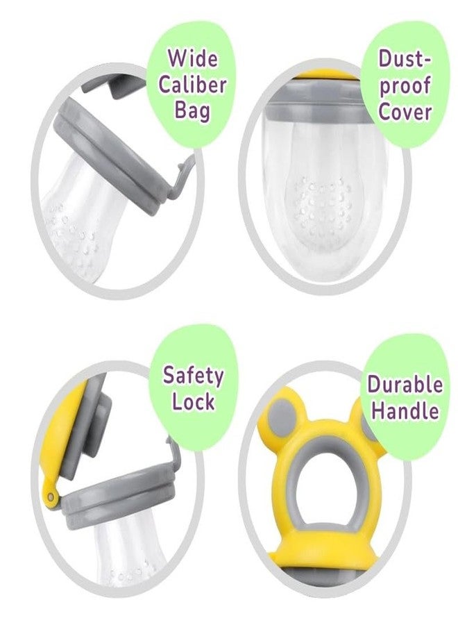 Progeny Pacifier Fruit Feeder Soft Silicone Fruit & Veggie Feeder for Babies | Mickey Chewing Teether | Hygienic, BPA-Free Pacifier for Infants 3+ Months (Lemoney Grey) - Image 4