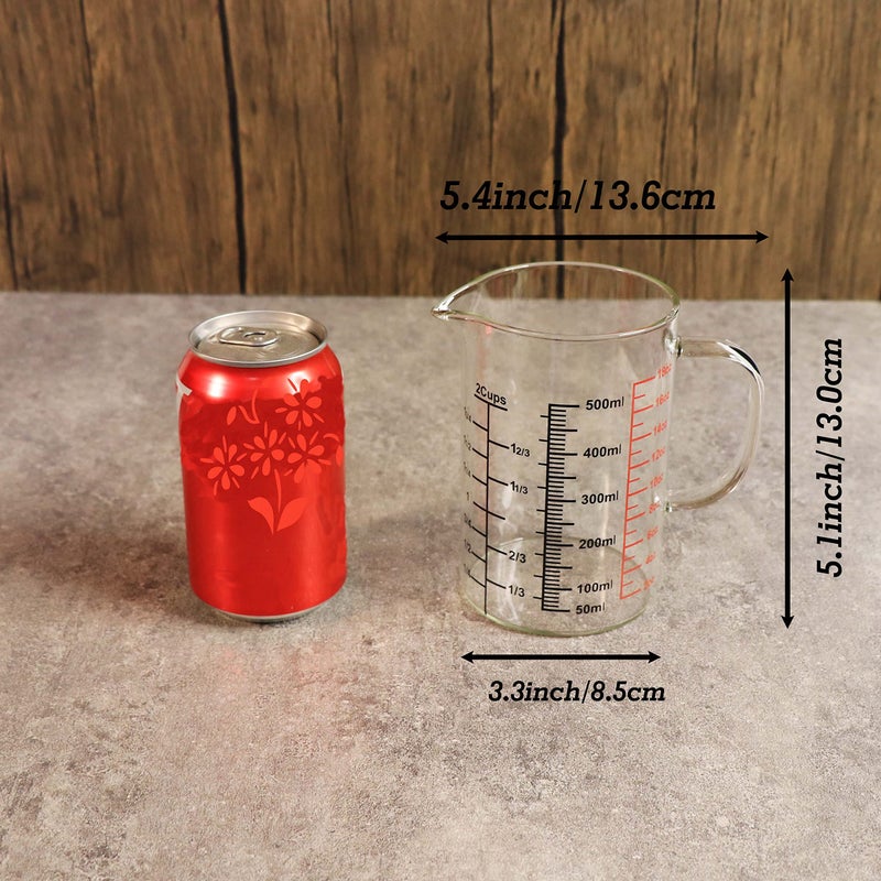 Ackers BORO3.3 Glass Measuring Cup-[Insulated handle | V-Shaped Spout]-Made of High Borosilicate Glass Measuring Cup for Kitchen or Restaurant, Easy to Read, 500 ML (16 Oz, 2 Cup) - Image 3