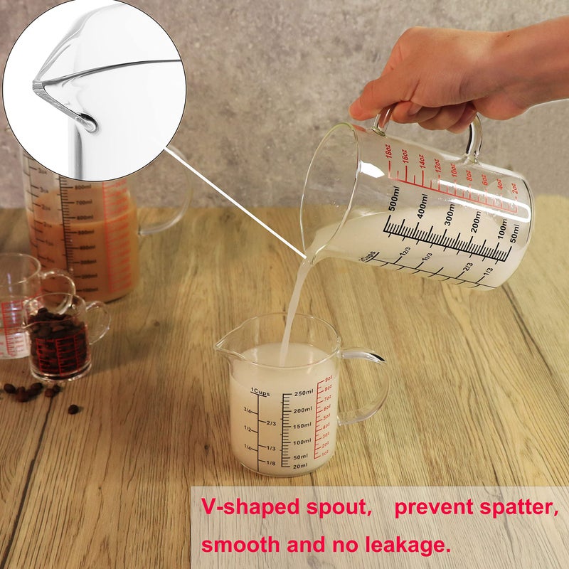 Ackers BORO3.3 Glass Measuring Cup-[Insulated handle | V-Shaped Spout]-Made of High Borosilicate Glass Measuring Cup for Kitchen or Restaurant, Easy to Read, 500 ML (16 Oz, 2 Cup) - Image 5