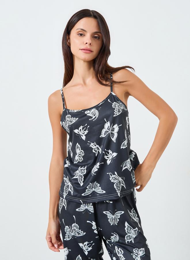 ستايلي طقم بيجامة طويل و روب فراشة بثلاث قطع - Image 4