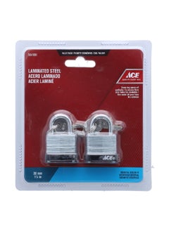 ACE 2-Piece Laminated Durable Steel Padlock Silver and Black 30 mm 5641881 