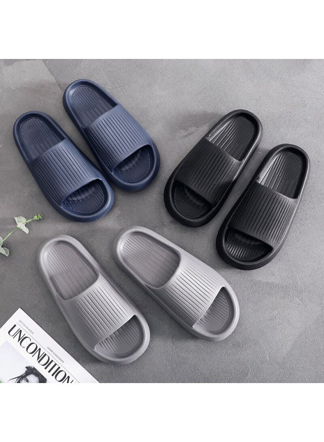 Guoluofei Home Slippers For Men, Summer Non-slip Thick-soled Couple Bathroom Shower Sandals For Women, Black, Size 42-43 - Image 4