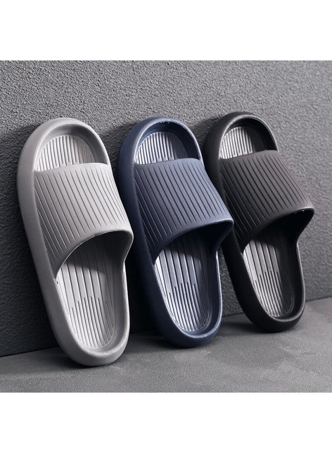 Guoluofei Home Slippers For Men, Summer Non-slip Thick-soled Couple Bathroom Shower Sandals For Women, Black, Size 42-43 - Image 1