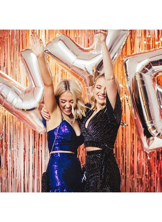K.E.J. 10 Pack Foil Curtain Backdrop Rose Gold Metallic Tinsel Foil Fringe Curtains Photo Booth Props for Birthday Wedding Engagement Baby Shower Bachelorette Christmas Holiday Celebration Party Decorations - Image 4