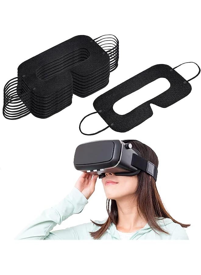 Green Tiger Disposable VR Face Mask Breathable Cover Eye Mask for VR Nonwoven Fabric Sanitary VR Mask Rift, 100 Pcs VR Eye Cover Pad (Black) - Image 1