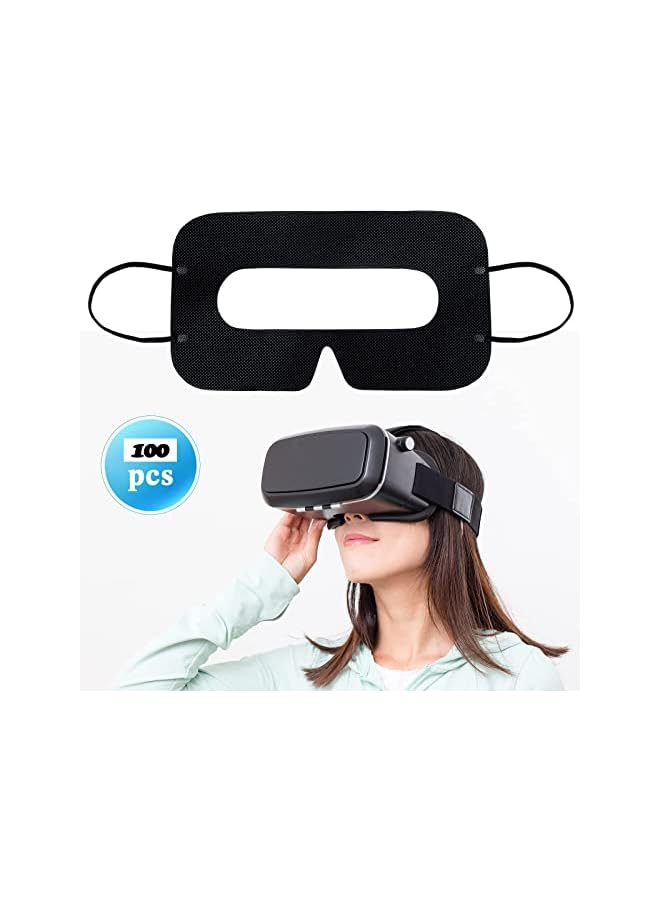 Green Tiger Disposable VR Face Mask Breathable Cover Eye Mask for VR Nonwoven Fabric Sanitary VR Mask Rift, 100 Pcs VR Eye Cover Pad (Black) - Image 2