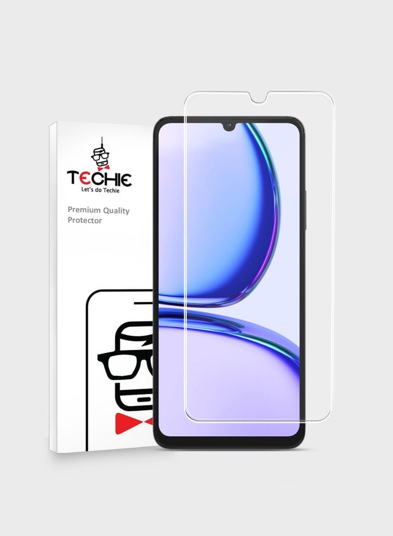 Techie حماية شاشة زجاجية مقسّاة HD من Techie لهاتف Realme C53 مضادة للانعكاس ومضادة للفقاعات بصلابة 9H وحواف مدورة وسهلة التركيب - Image 1