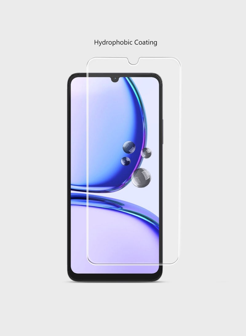 Techie حماية شاشة زجاجية مقسّاة HD من Techie لهاتف Realme C53 مضادة للانعكاس ومضادة للفقاعات بصلابة 9H وحواف مدورة وسهلة التركيب - Image 3