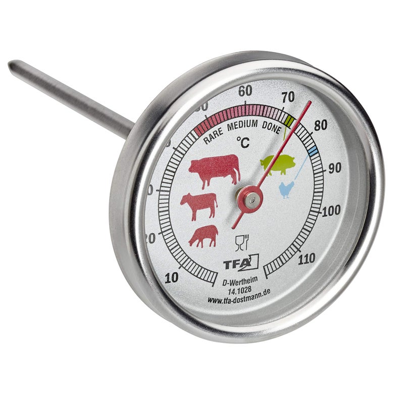 TFA Dostmann Analoge Roast Thermometer 141028 Made of Stainless Steel Meat Thermometer for Grill or Oven