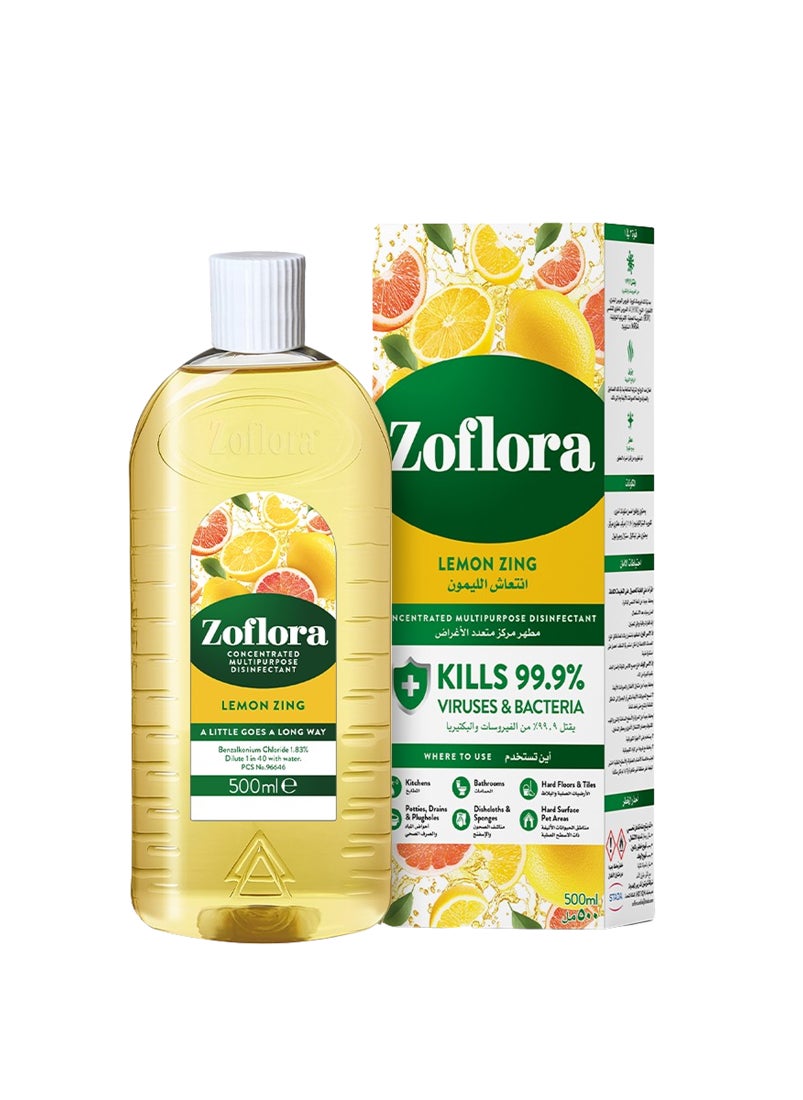 Zoflora Concentrated Disinfectant Lemon Zing 500ml  - Image 1