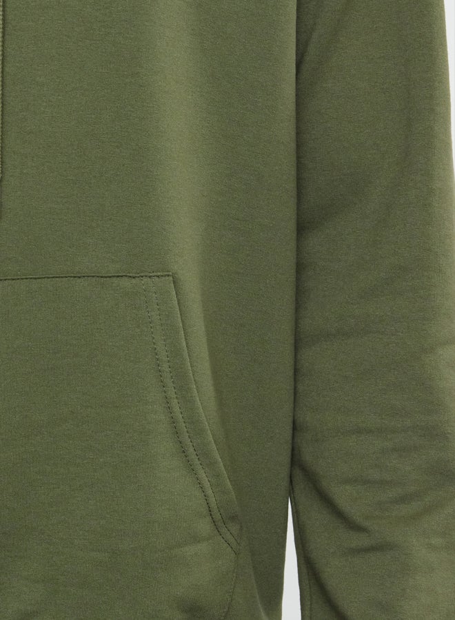 trendyol Khaki Regular/Normal Cut Hooded Long Sleeve Non-raised Sweatshirt - Image 3