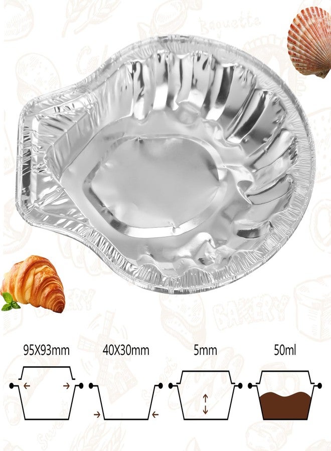 Maxdot Pack of 200 Aluminum Foil Clam Shells 3.7 x 3.5 Disposable Food Shell Pans Grillable Shells Oyster Baking Dish Pie Tins Plate for Serving All Types of Clam Pies Oysters Scallop Crab Cakes Dip - Image 2