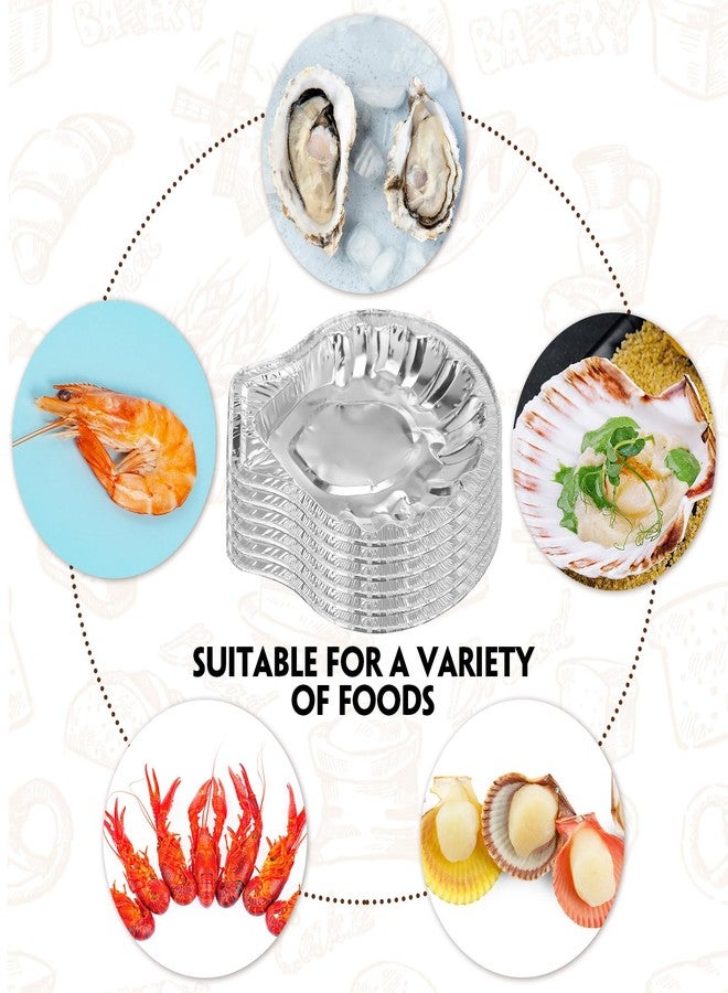 Maxdot Pack of 200 Aluminum Foil Clam Shells 3.7 x 3.5 Disposable Food Shell Pans Grillable Shells Oyster Baking Dish Pie Tins Plate for Serving All Types of Clam Pies Oysters Scallop Crab Cakes Dip - Image 3
