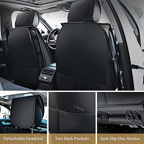 Nilight 5 Car Seat Covers Waterproof Faux Leather Cushions Anti-Slip Universal Fit for 5 Passenger Cars Hyundai Kia Civic Corolla Honda Accord Camry CR-V Fusion SUV Truck, Black+Red - Image 4