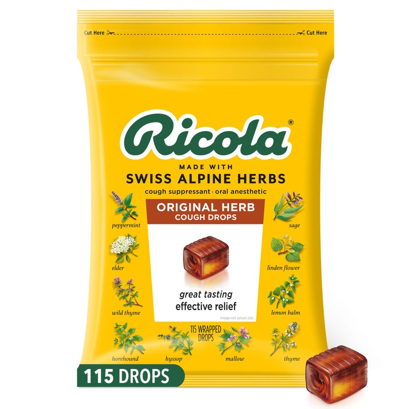 Ricola Original Herb Cough Drops 115 Count Cough Suppressant Throat Relieving Drops with Naturally Sourced Menthol Pleasing Herbal Taste for Coughs Throat Irritation Symptom Relief