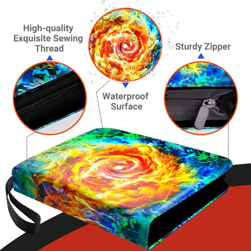 JIFTOK Trading Card Binder for TCG Cards, 9-Pocket Portable Card Collector Ablum Holder Book Fits 900 Cards with 50 Removable Sleeve, Waterproof BKM Card Binder Display Storage Carrying Cases for TCG-Storm - Image 2