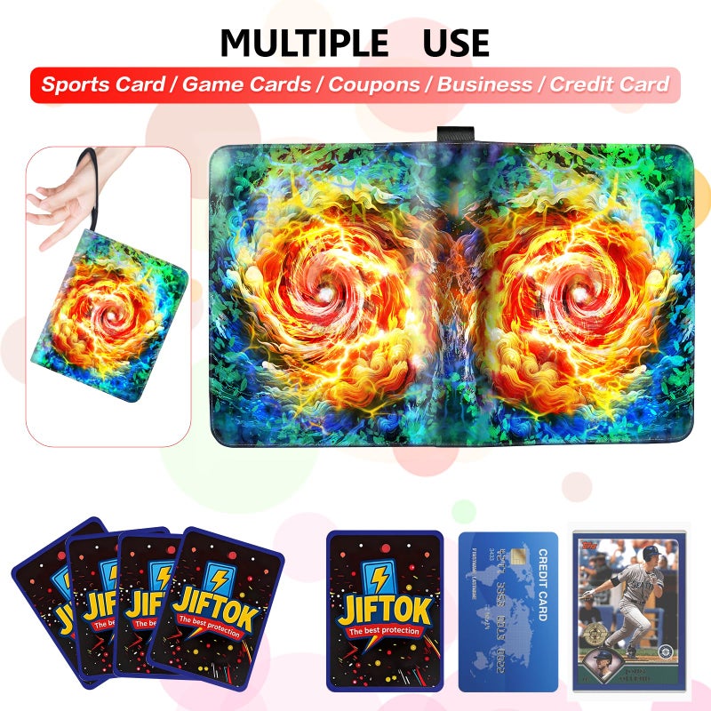 JIFTOK Trading Card Binder for TCG Cards, 9-Pocket Portable Card Collector Ablum Holder Book Fits 900 Cards with 50 Removable Sleeve, Waterproof BKM Card Binder Display Storage Carrying Cases for TCG-Storm - Image 5