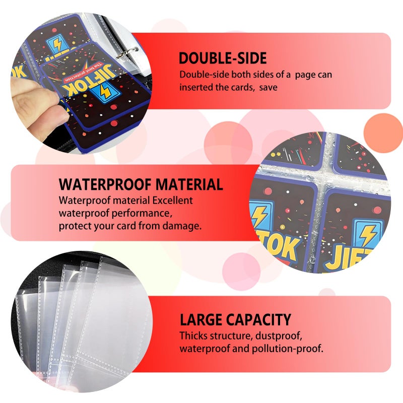 JIFTOK Trading Card Binder for TCG Cards, 9-Pocket Portable Card Collector Ablum Holder Book Fits 900 Cards with 50 Removable Sleeve, Waterproof BKM Card Binder Display Storage Carrying Cases for TCG-Storm - Image 4