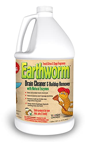 Earthworm Drain Cleaner Drain Deodorizer Natural and Safer for Families One 1 1 Gallon bottle