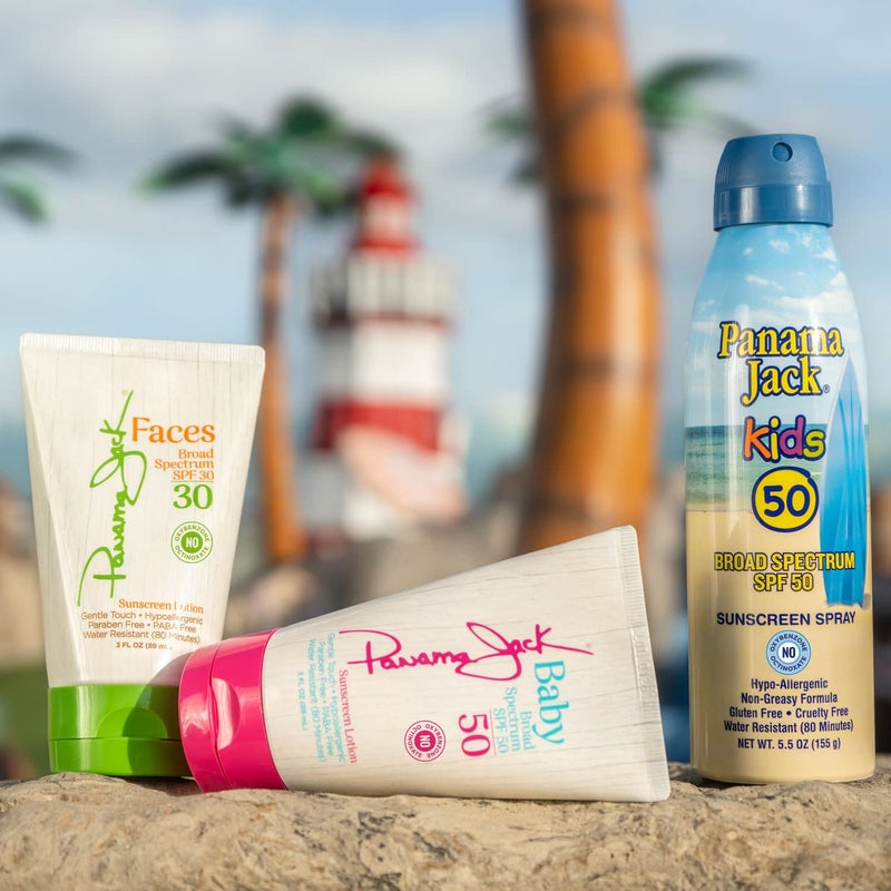 panama jack لوسيون واقي شمس للأطفال - SPF 50، حماية واسعة الطيف من UVA/UVB، مضاد للحساسية، خالي من PABA، بارابين، جلوتين وقسوة، 3 أونصة سائلة (عبوة من 6) - Image 4