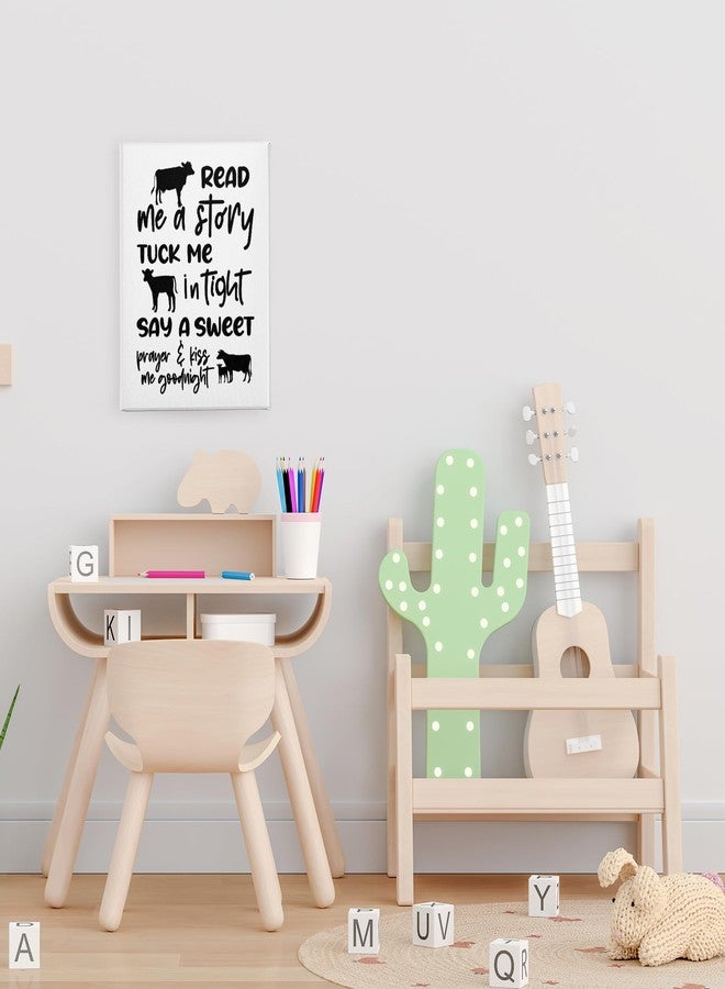 PHAMTE Cow Nursery Wall Decor - Read Me a Story Tuck Me In Tight, Farm Animal Poster Print Framed Canvas Painting for Kids Bedroom Home (11x14 Inch) - Image 4