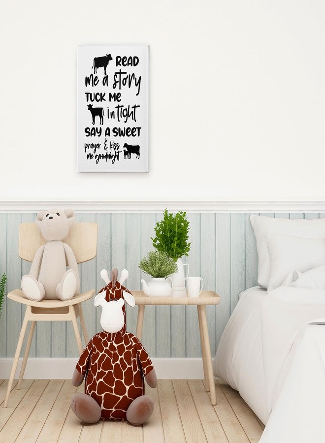 PHAMTE Cow Nursery Wall Decor - Read Me a Story Tuck Me In Tight, Farm Animal Poster Print Framed Canvas Painting for Kids Bedroom Home (11x14 Inch) - Image 2