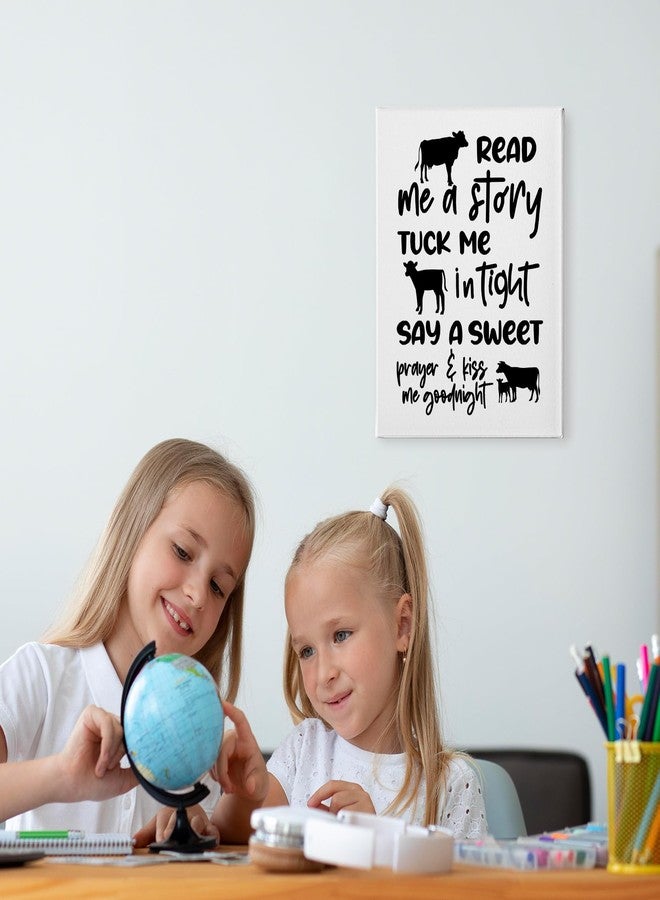 PHAMTE Cow Nursery Wall Decor - Read Me a Story Tuck Me In Tight, Farm Animal Poster Print Framed Canvas Painting for Kids Bedroom Home (11x14 Inch) - Image 5