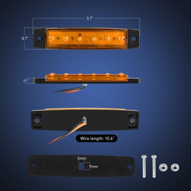 Nilight TL-14 10PCS 3.8” 6 Amber Indicator Rear Side Truck Trailer RV Cab Boat Bus Lorry LED Marker Clearance Light - Image 2