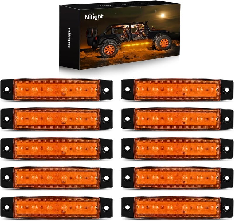 Nilight TL-14 10PCS 3.8” 6 Amber Indicator Rear Side Truck Trailer RV Cab Boat Bus Lorry LED Marker Clearance Light - Image 1