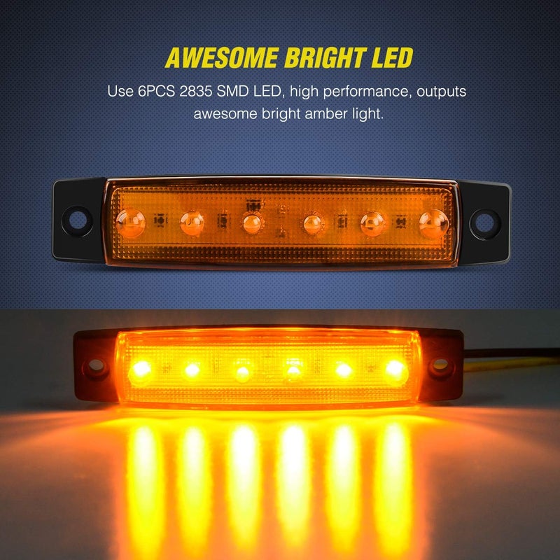 Nilight TL-14 10PCS 3.8” 6 Amber Indicator Rear Side Truck Trailer RV Cab Boat Bus Lorry LED Marker Clearance Light - Image 3