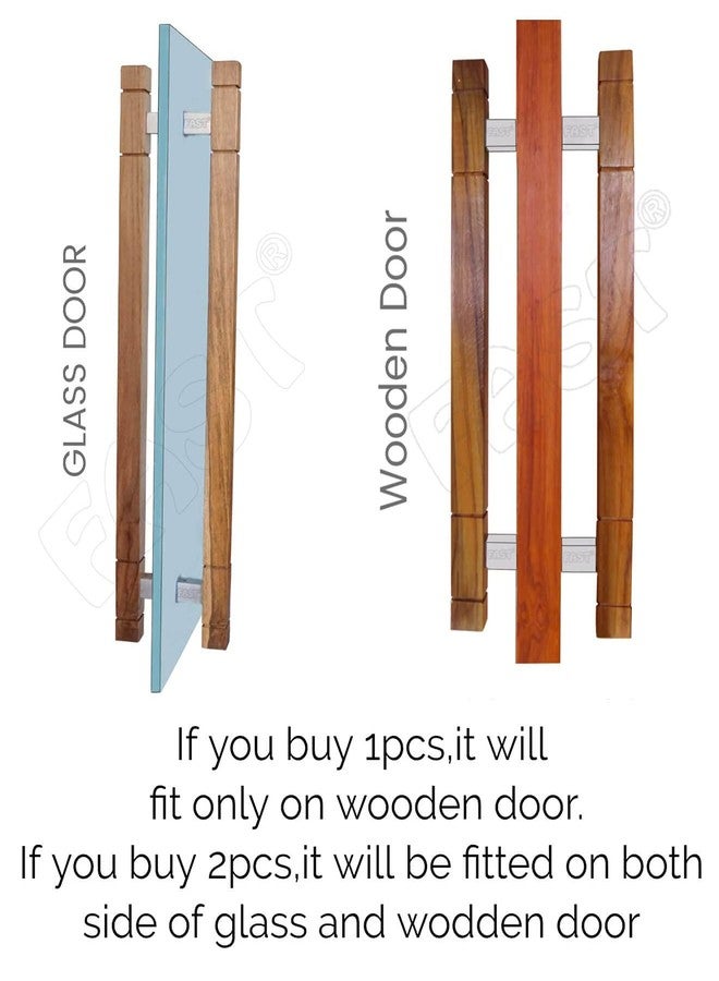FAST DH204WS 304 Stainless Steel and Wooden Metal 27mm Square Shape Main Door Pull Handle (Brown, 300mm, Matte Finish) - Image 3