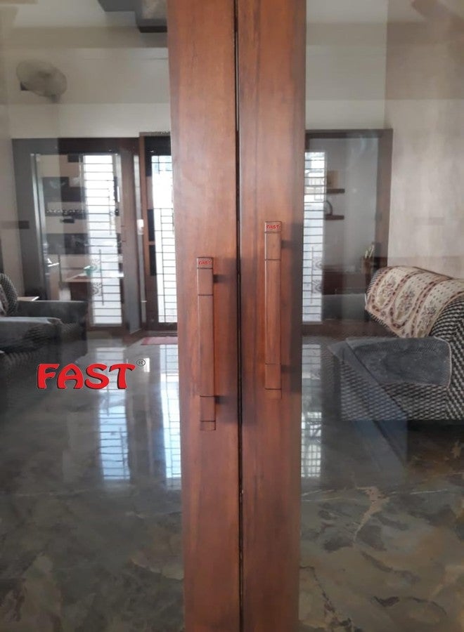 FAST DH204WS 304 Stainless Steel and Wooden Metal 27mm Square Shape Main Door Pull Handle (Brown, 300mm, Matte Finish) - Image 4