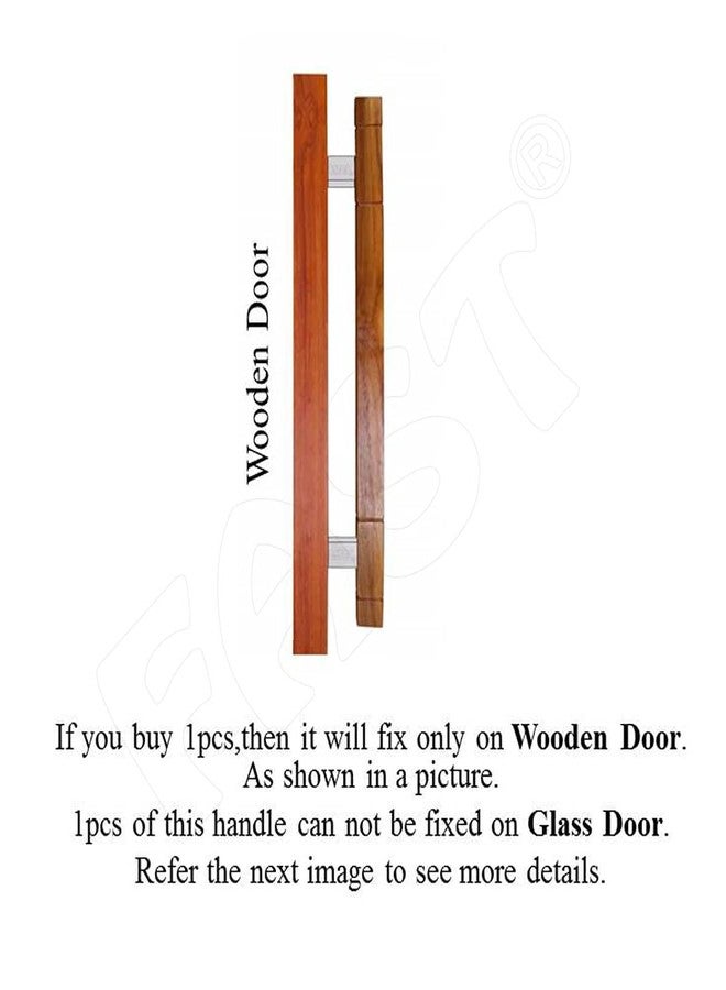 FAST DH204WS 304 Stainless Steel and Wooden Metal 27mm Square Shape Main Door Pull Handle (Brown, 300mm, Matte Finish) - Image 2