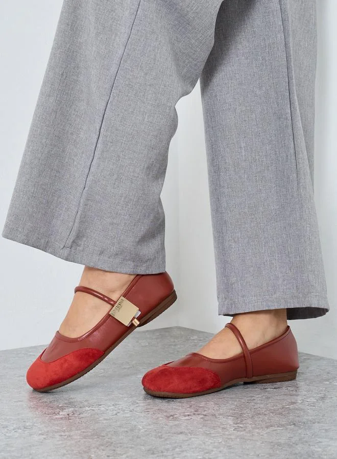 Take Two Round Toe Metal Buckle Strap Flat Shoes