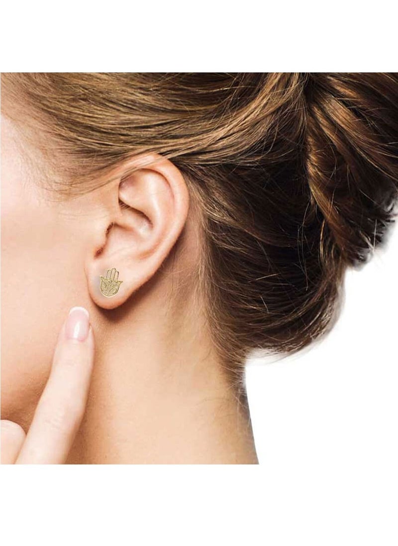 FK Jewellers - Gold Hamsa Hand Stud Earrings 18KT - FKJERN18KU3074 - Image 1