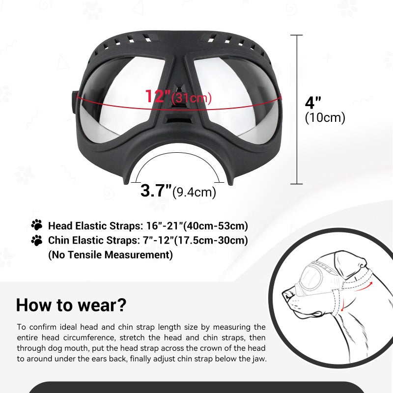 Namsan Dog Goggles for Large Dogs, Wide Snout & Soft Frame, Tactical Driving Sunglasses for Dogs Medium to Large Breed, Anti-UV Dog Eye Protection, Windproof Dustproof, Adjustable, Black - Image 4