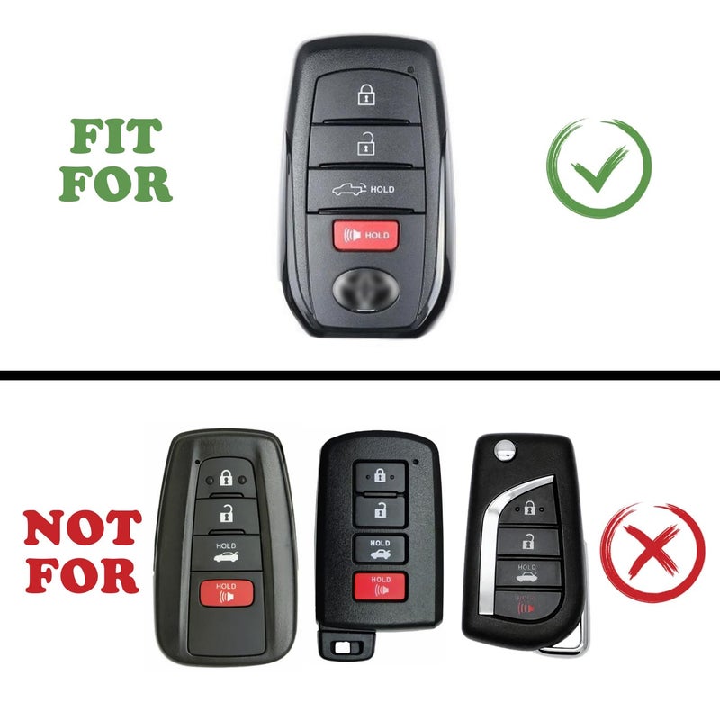 TANDRIVE Key Fob Cover for Toyota 2026 2025 2024 Tacoma and 2026-2022 Tundra, 4-Button, Silicone, 2-Pack, Red Button, Black - Image 2