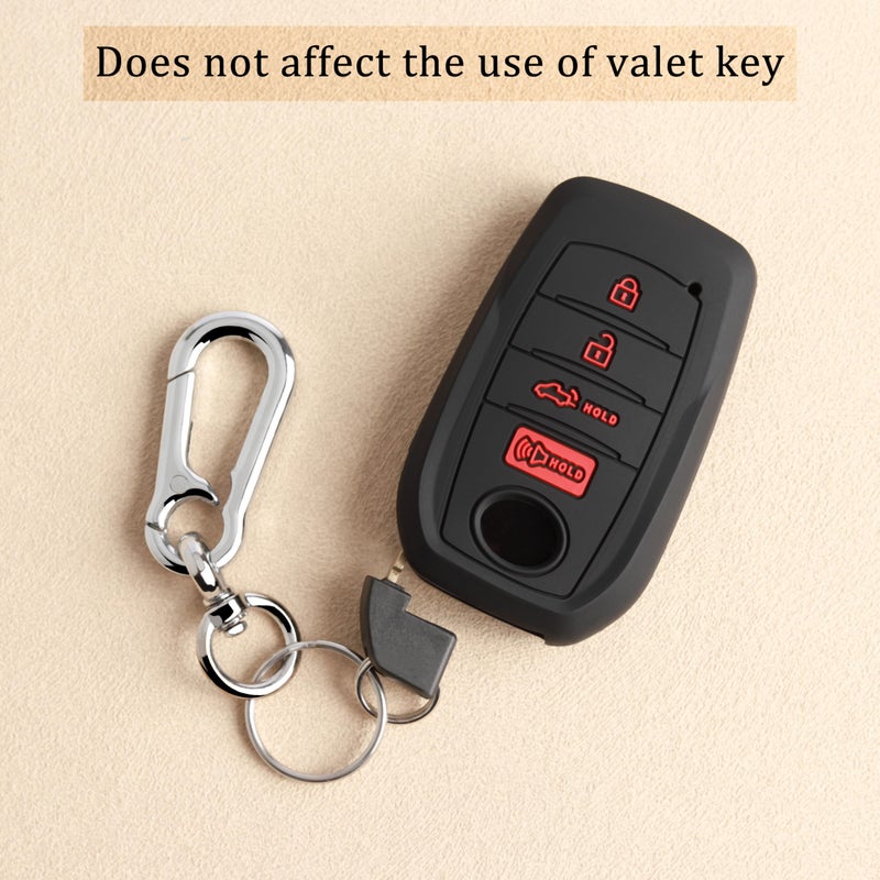 TANDRIVE Key Fob Cover for Toyota 2026 2025 2024 Tacoma and 2026-2022 Tundra, 4-Button, Silicone, 2-Pack, Red Button, Black - Image 3