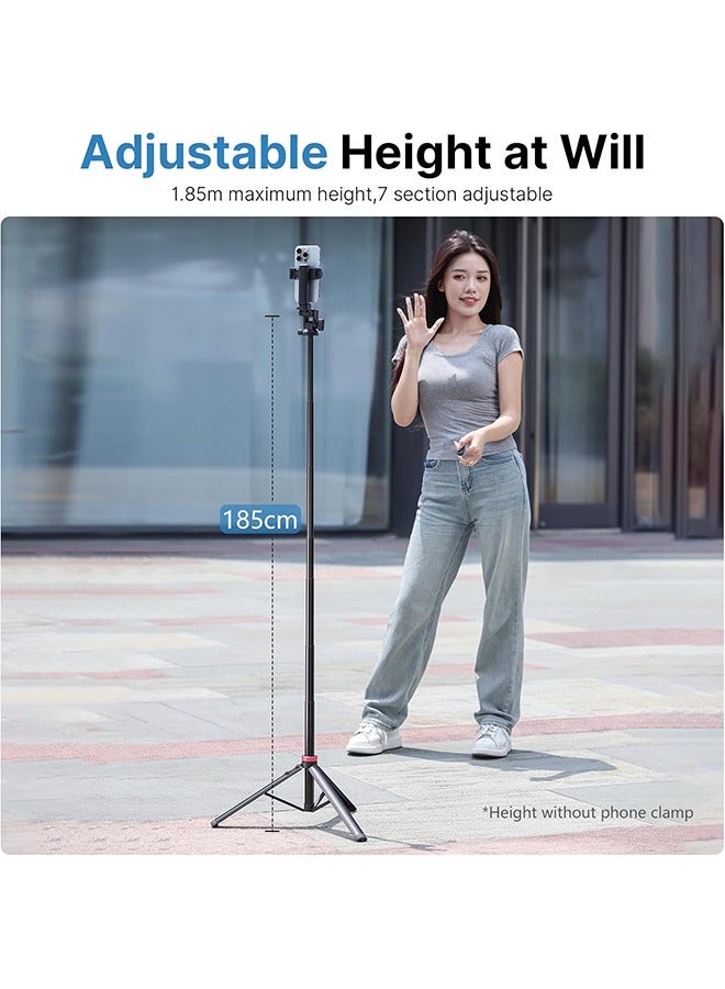 ULANZI MT-78 Extendable Phone Tripod, Metal 72.83 Selfie Stick Camera Tripod Stand with 2 in 1 Phone Clip, 360° Ball Head Camera Tripod with Cold Shoe for iPhone Sony Canon, Lightweight for Travel - Image 5