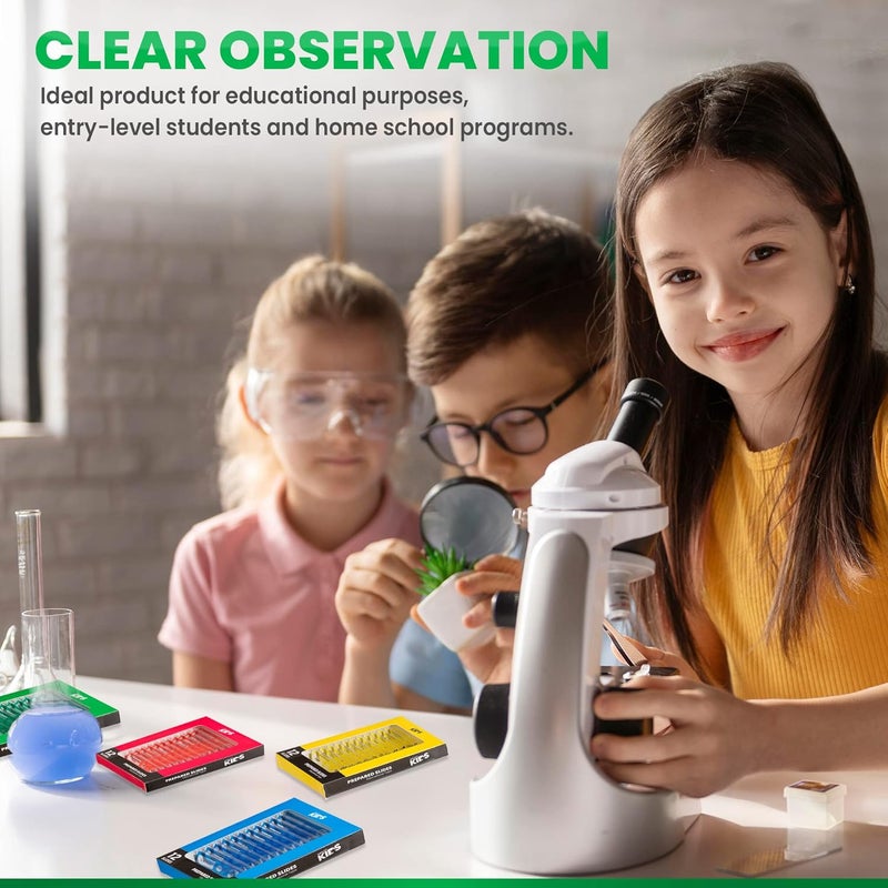 AmScope  48pc Kids Plastic Prepared Microscope Slides of Animals Insects Plants Flowers Sample Specimens for Student Microscopes  PS4P12X1A - Image 4