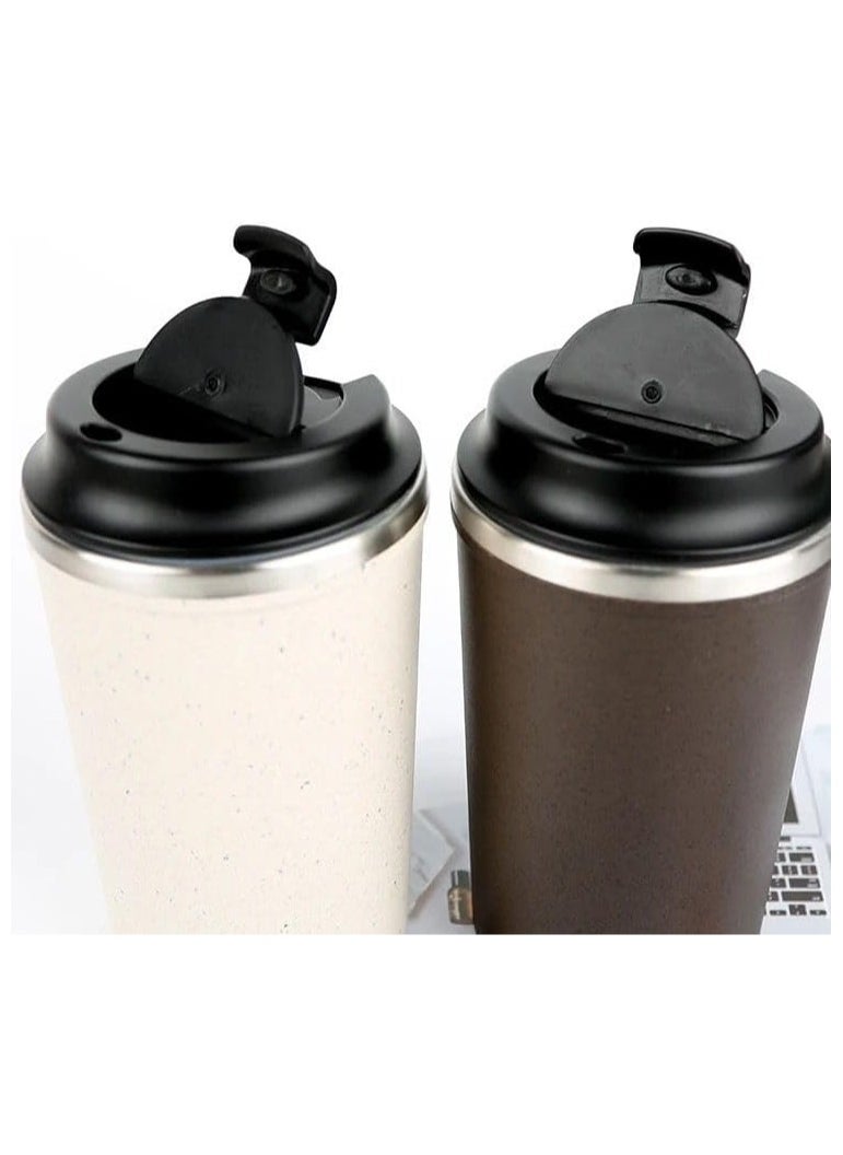 QSHOP Stainless Steel Vacuum Insulated Thermal Mug, 500ml Leakproof BPA Free Sports Water Cup for Coffee Tea Travel to Keep Drinks Hot or Cold  - Image 5