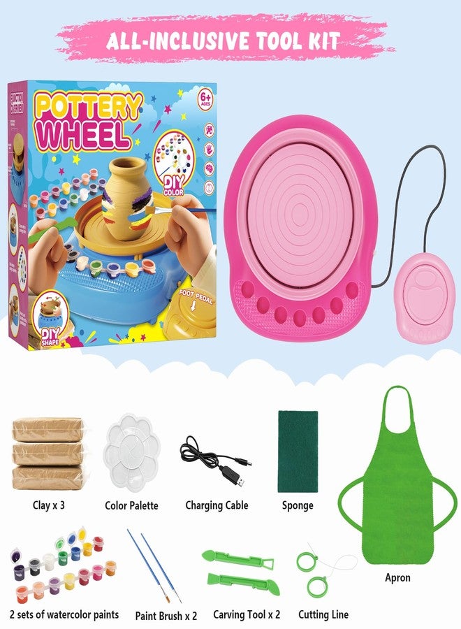 TingingYuli Pottery Wheel for Kids with Air Dry Clay Kit, 12 Paints & Tools, Ages 6-12 - Image 2
