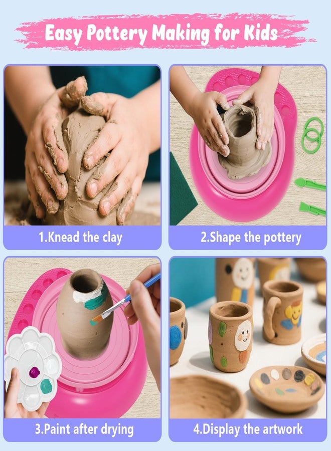 TingingYuli Pottery Wheel for Kids with Air Dry Clay Kit, 12 Paints & Tools, Ages 6-12 - Image 4
