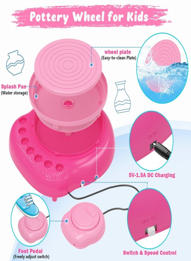 TingingYuli Pottery Wheel for Kids with Air Dry Clay Kit, 12 Paints & Tools, Ages 6-12 - Image 3