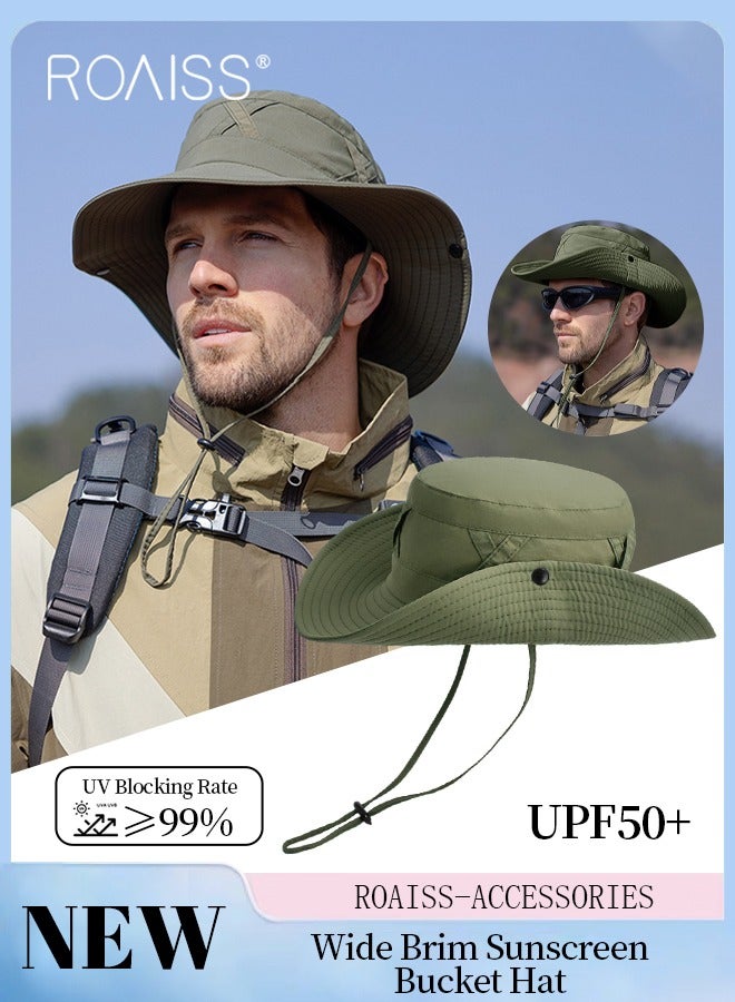 roaiss Wide Brim Sunscreen Bucket Hat for Men Women , UPF 50+ Fishing & Bucket Hat Sun Protection Beach Sun Hat for Hiking Camping Safari Adjustable Size - Image 1