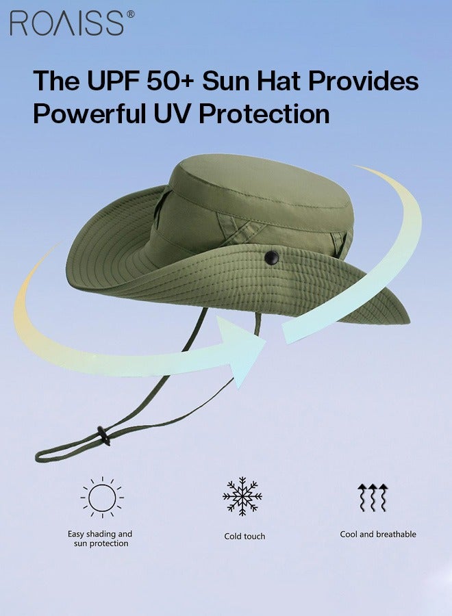 roaiss Wide Brim Sunscreen Bucket Hat for Men Women , UPF 50+ Fishing & Bucket Hat Sun Protection Beach Sun Hat for Hiking Camping Safari Adjustable Size - Image 5