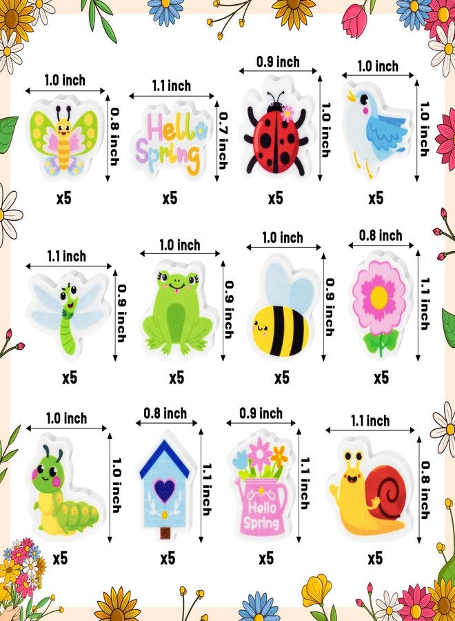 Yopyame 60PCS Spring Flower Butterfly Mini Eraser for Kids Bulk Assorted Novelty Tiny Pencil Eraser Cute Puzzle Eraser Desk Pet School Classroom Prize Student Homework Reward Gift Filling Party Favors - Image 2